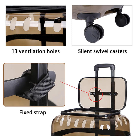 Transparent Pet Travel Trolley