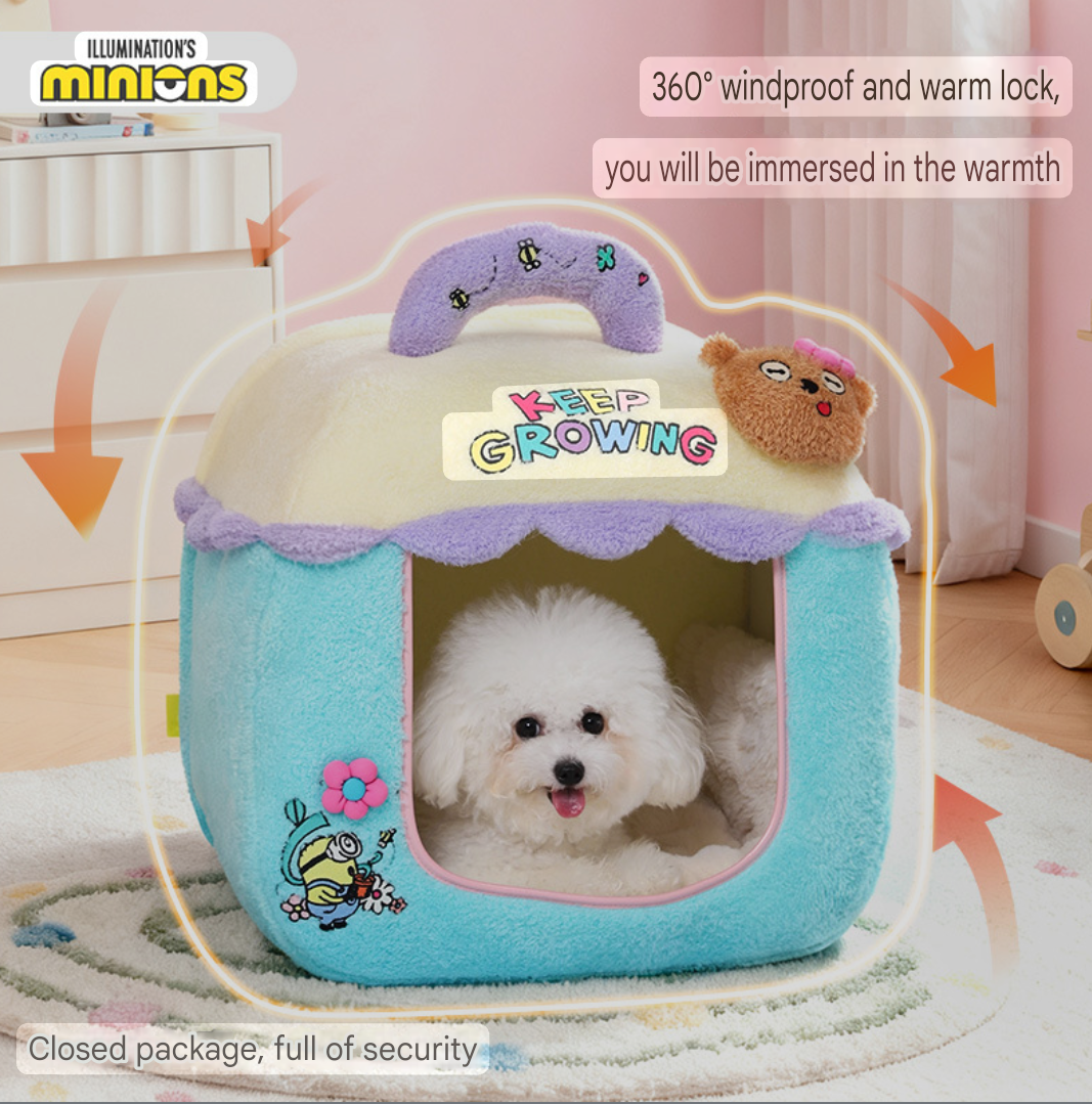 Minions Keep Growing 360° Plush Pet House – Ultimate Fun Bed for Your Furry Friend! 🟡🐶