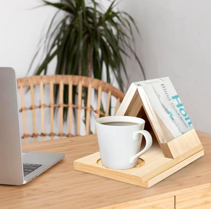 Wooden Triangle Bookshelf – Portable Home Coffee Rack, Triangular Book Holder & Phone Stand