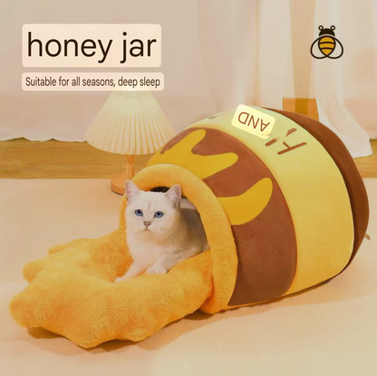 Cozy Honey Pot Cat Cave – Plush Bed for Deep Sleep & Comfort