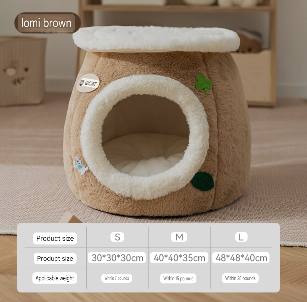 Cozy Plush Cat Cave Bed – Enclosed & Soft Sleeping House for Cats