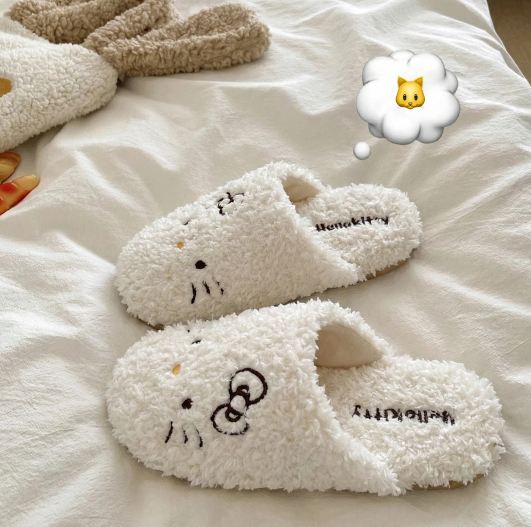 KT Fans Plush Slippers–Cozy,Non-Slip Indoor Shoes for Women
