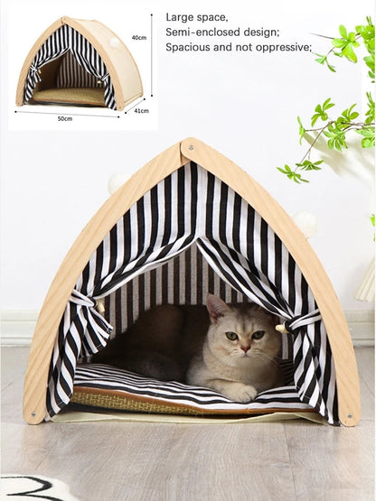 Cat House Tent Shape with Sisal Scratcher - Cute Pet Story
