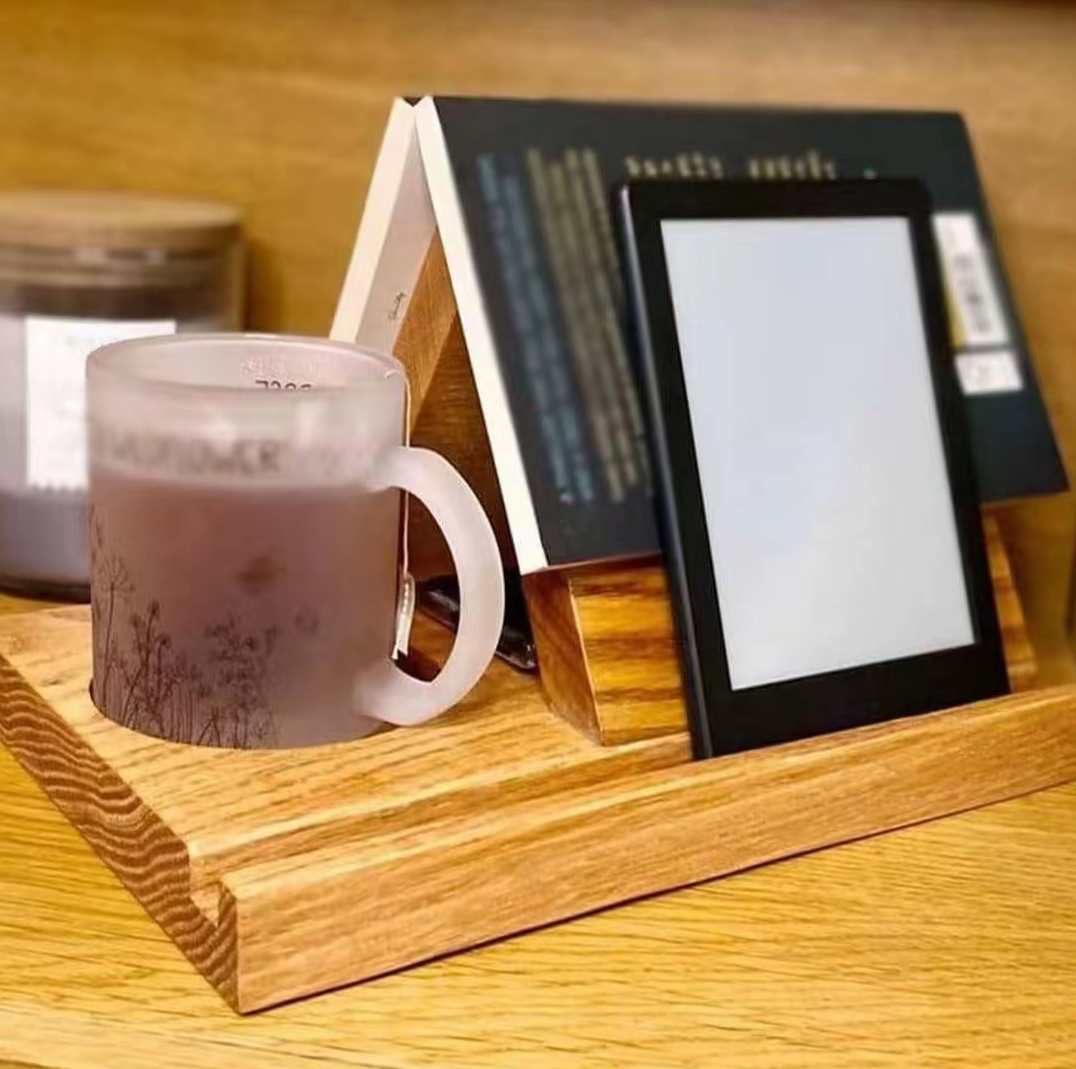 Wooden Triangle Bookshelf – Portable Home Coffee Rack, Triangular Book Holder & Phone Stand