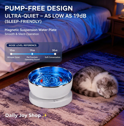 Smart Wireless Cat Water Fountain – Magnetic Drive, Ultra-Quiet, Long Battery Life, Easy Clean Flowing Pet Dispenser
