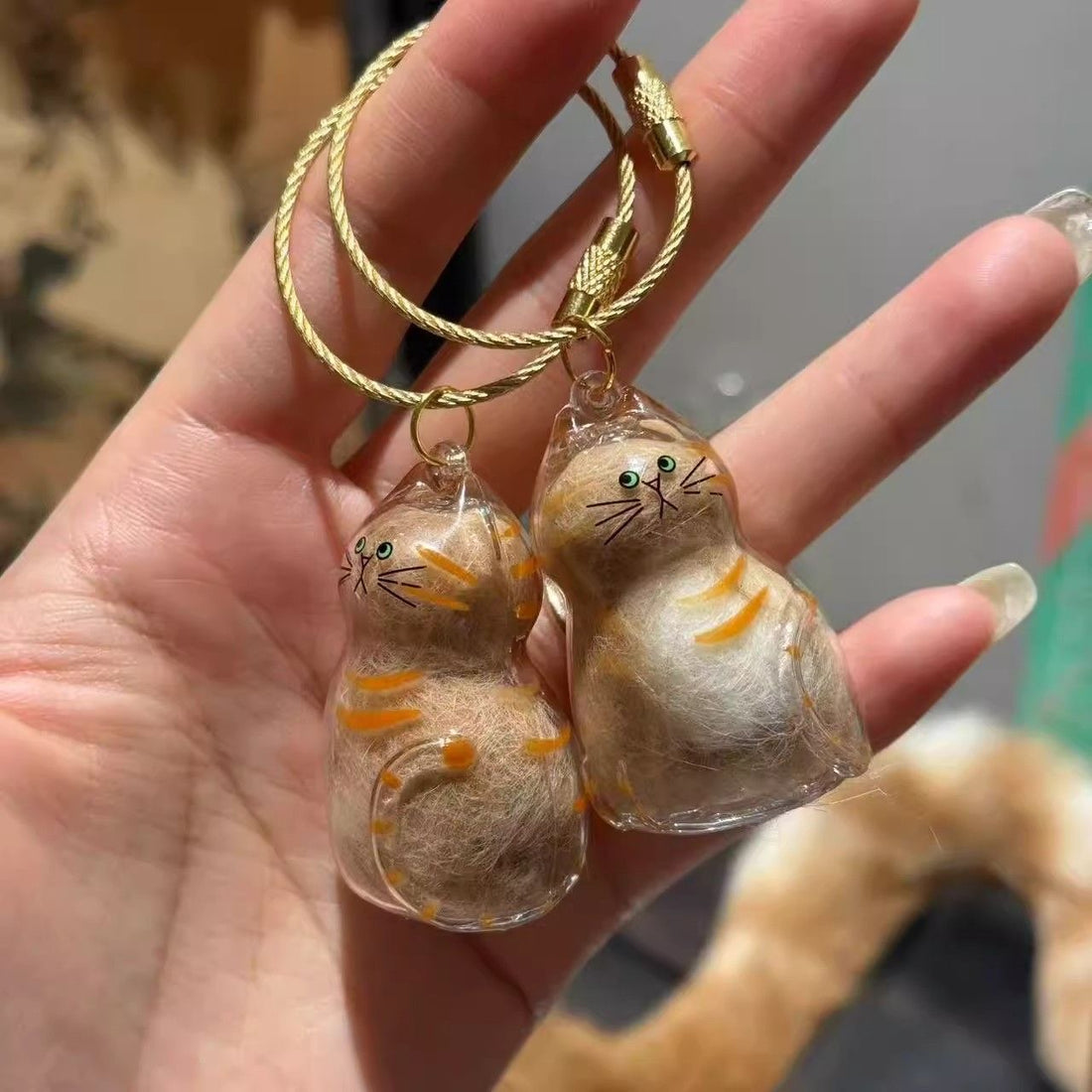 Cat Hair Keepsake Capsule Pendant Keychain