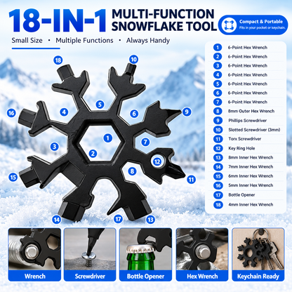 18-in-1 Portable Snowflake Multi-Tool Keychain