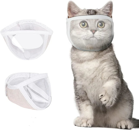 Cat Muzzle for Grooming, Transparent Cat Mouth Muzzle for Nail Trimming