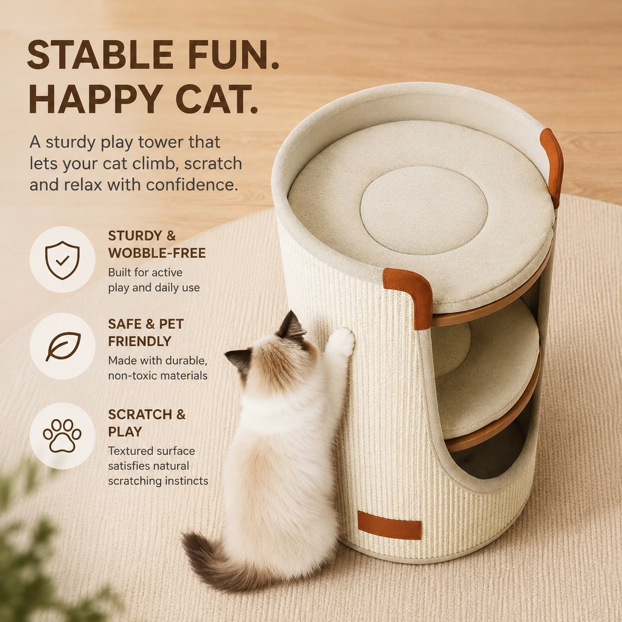 Sisal Bucket Cat Scratching Board – 2-in-1 Round Bed & Furniture Protector