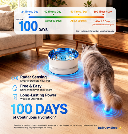 Smart Wireless Cat Water Fountain – Magnetic Drive, Ultra-Quiet, Long Battery Life, Easy Clean Flowing Pet Dispenser