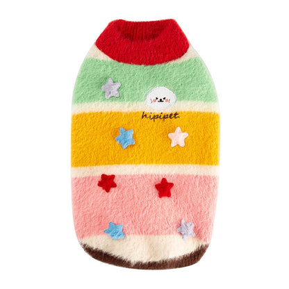 Matching Pet & Owner Winter Knitwear Set – Colorful Cozy Striped Sweaters