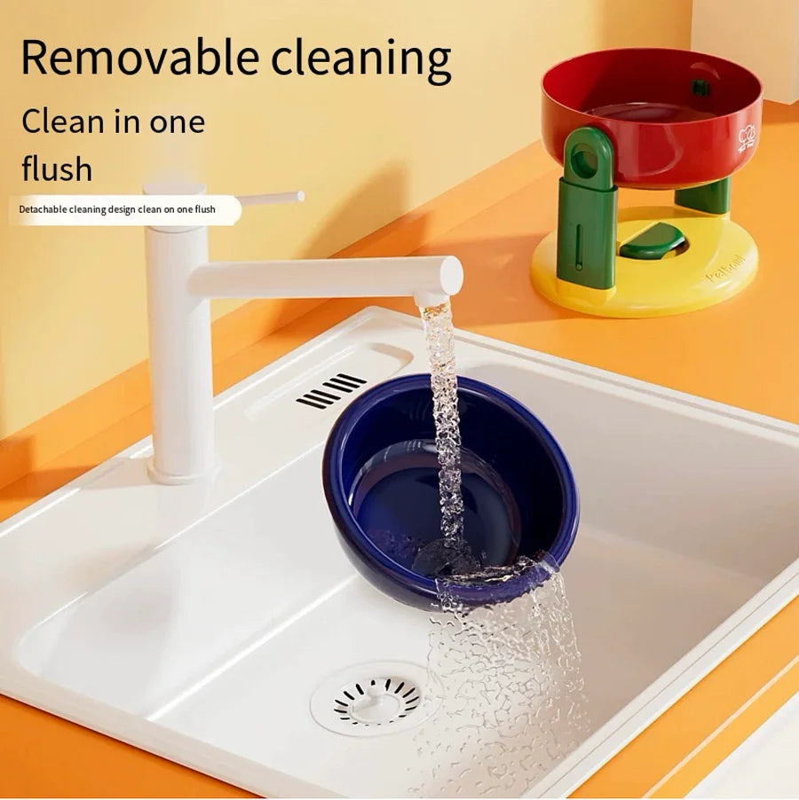 Adjustable height cat bowl with suction