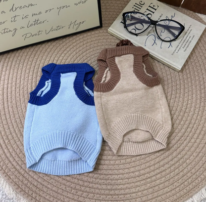 Cute Halter Neck Dog Sweater – Core-Spun Yarn Winter Outfit for Small Dogs & Cats