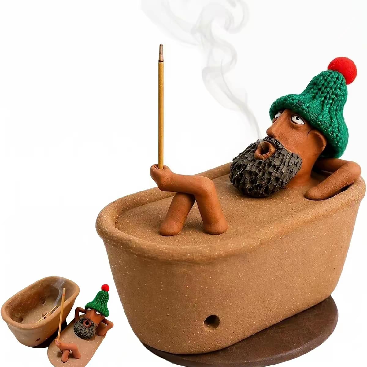 Lazy Bathing Man Backflow Incense Burner – Cute Desk & Tea Table Decor