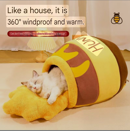 Cozy Honey Pot Cat Cave – Plush Bed for Deep Sleep & Comfort