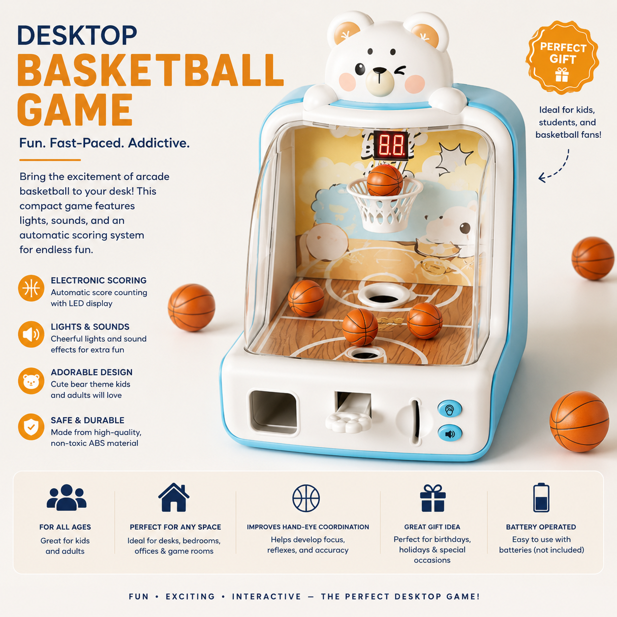 Kids Coin-Operated Basketball Game