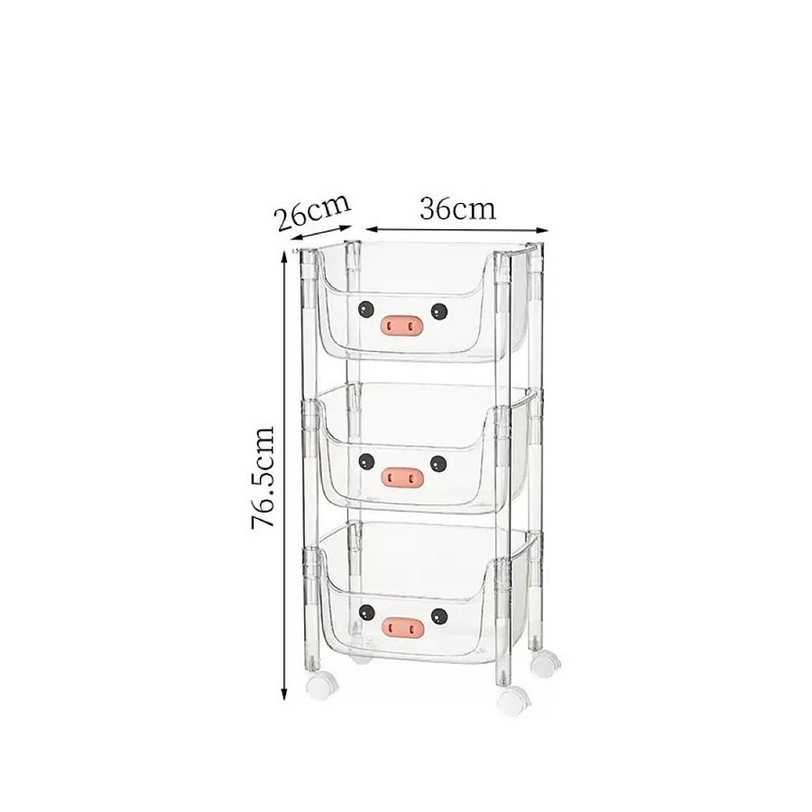 Plastic Storage Rack, Cat ,Kids Toy Storage Organiser, Multi-layer Storage Rack, Plastic Trolley, Transparent, Movable Baby Bookcase