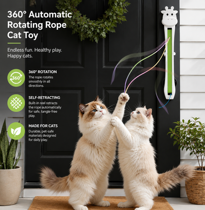 Automatic Cat Rope Toy – Interactive Self-Retracting Hanging Cat Teaser for Indoor Cats