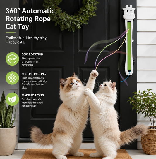 Automatic Cat Rope Toy – Interactive Self-Retracting Hanging Cat Teaser for Indoor Cats