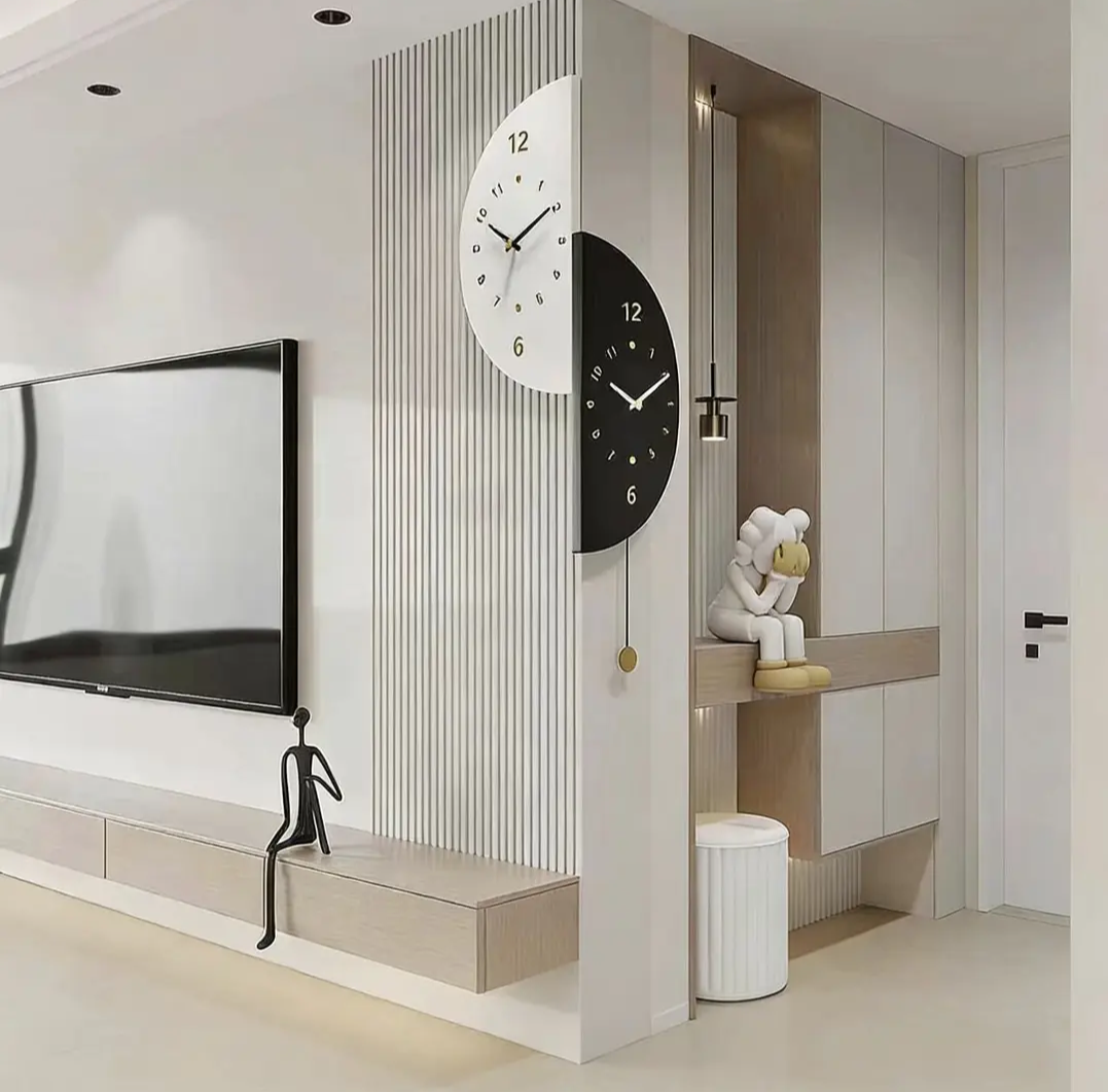 2026 Light Luxury Smart Voice-Control Modern Silent Double-Sided Corner Wall Clock for Living Room (Trendy Home Decor)