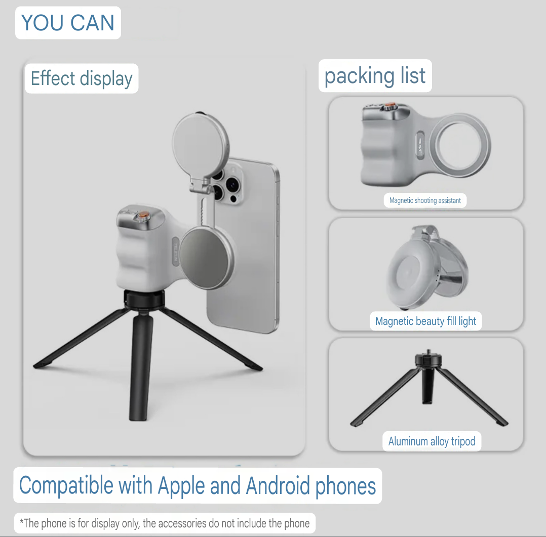 TELSIN Ergonomic Selfie Ring Light Grip – Perfect for iPhone Photography! 📸