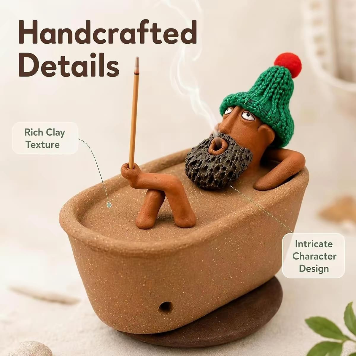 Lazy Bathing Man Backflow Incense Burner – Cute Desk & Tea Table Decor