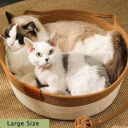 Handwoven Cotton Rope Cat Bed - Cute Pet Story