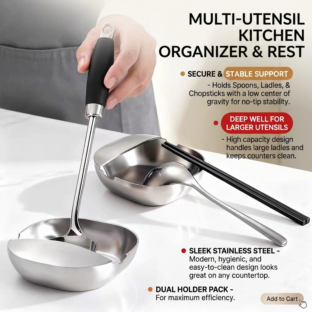 Stainless Steel Kitchen Utensil Holder