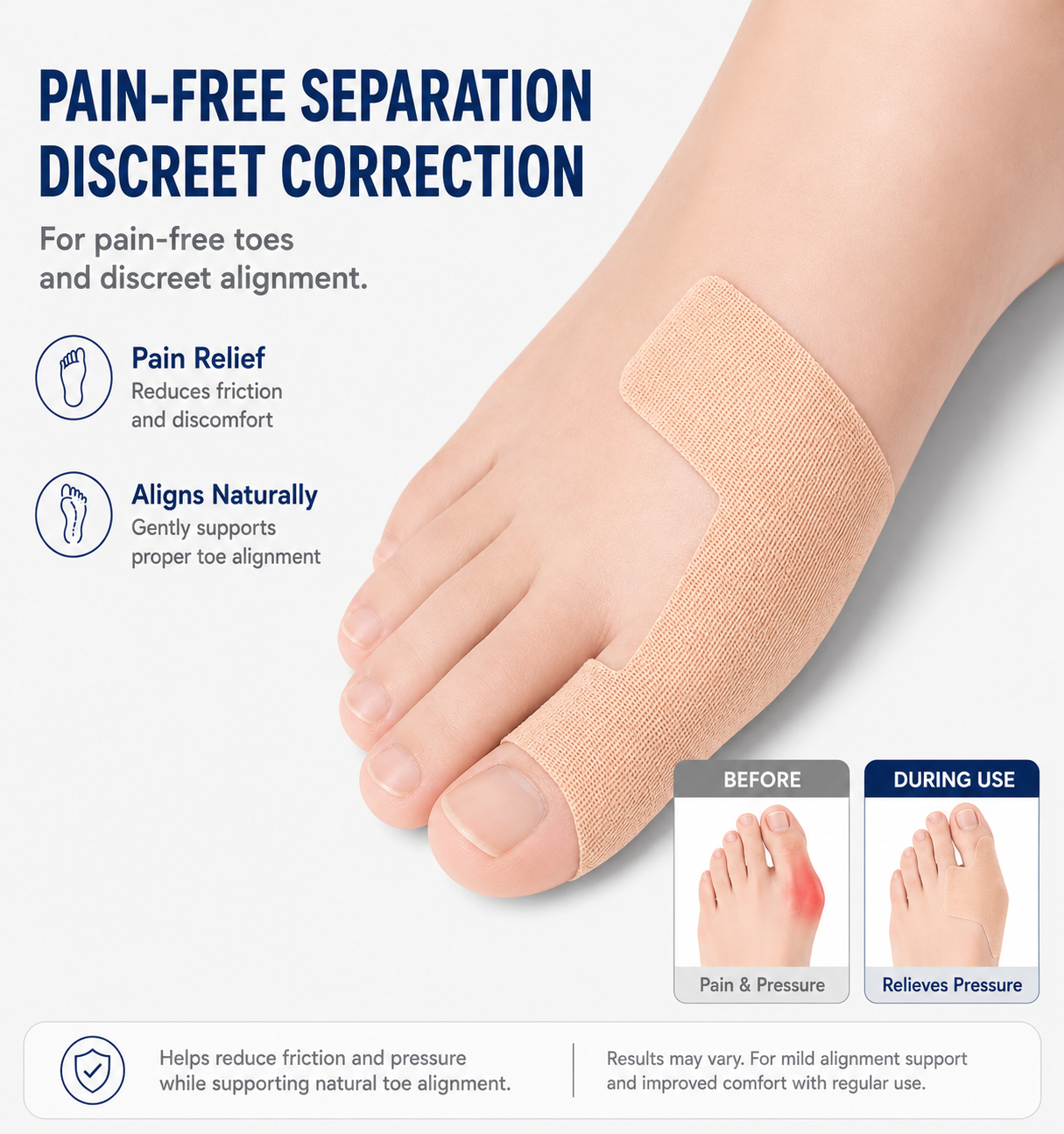 Toe Alignment Corrector Tape
Bunion Relief & Big Toe Support Brace