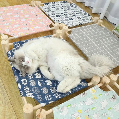 Wooden Cat Camp Bed for summer - Cute Pet Story