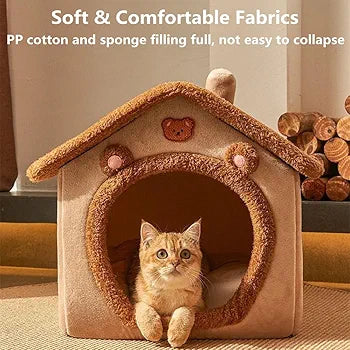 Removable and washable] Cat bed and dog bed closed cute warm house cat bed winter thickened small dog bed cat