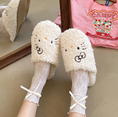 KT Fans Plush Slippers–Cozy,Non-Slip Indoor Shoes for Women