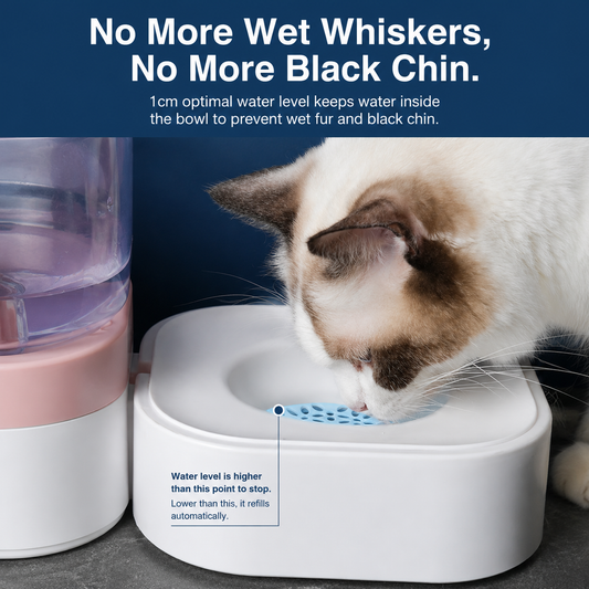 Gravity-Fed Cat & Dog Water Dispenser with Food Bowls