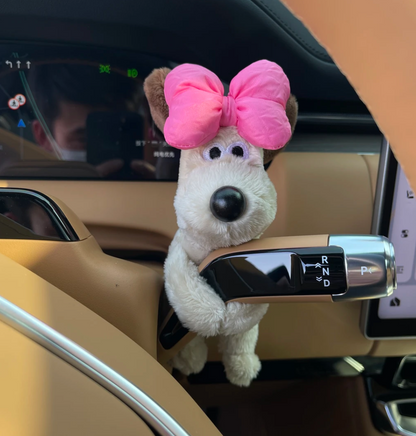 Cute handmade dog car interior ornament — customized gear-shift dog doll decoration