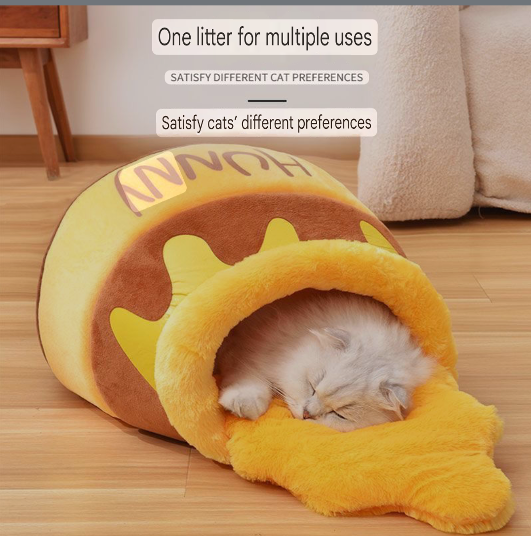 Cozy Honey Pot Cat Cave – Plush Bed for Deep Sleep & Comfort