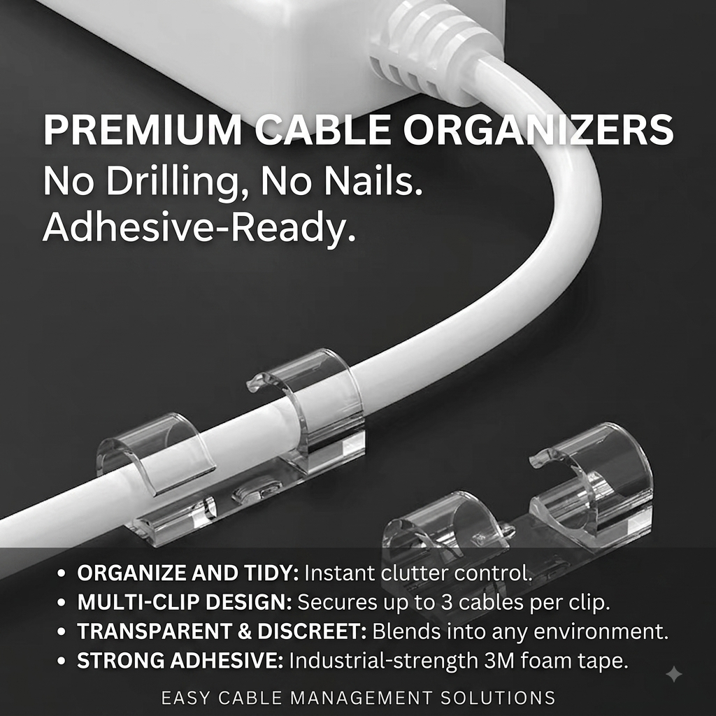 Adhesive Cable & Power Strip Clips.