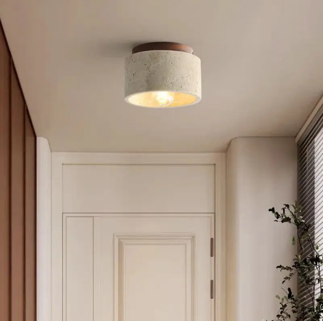Japanese-Style Travertine Ceiling Light