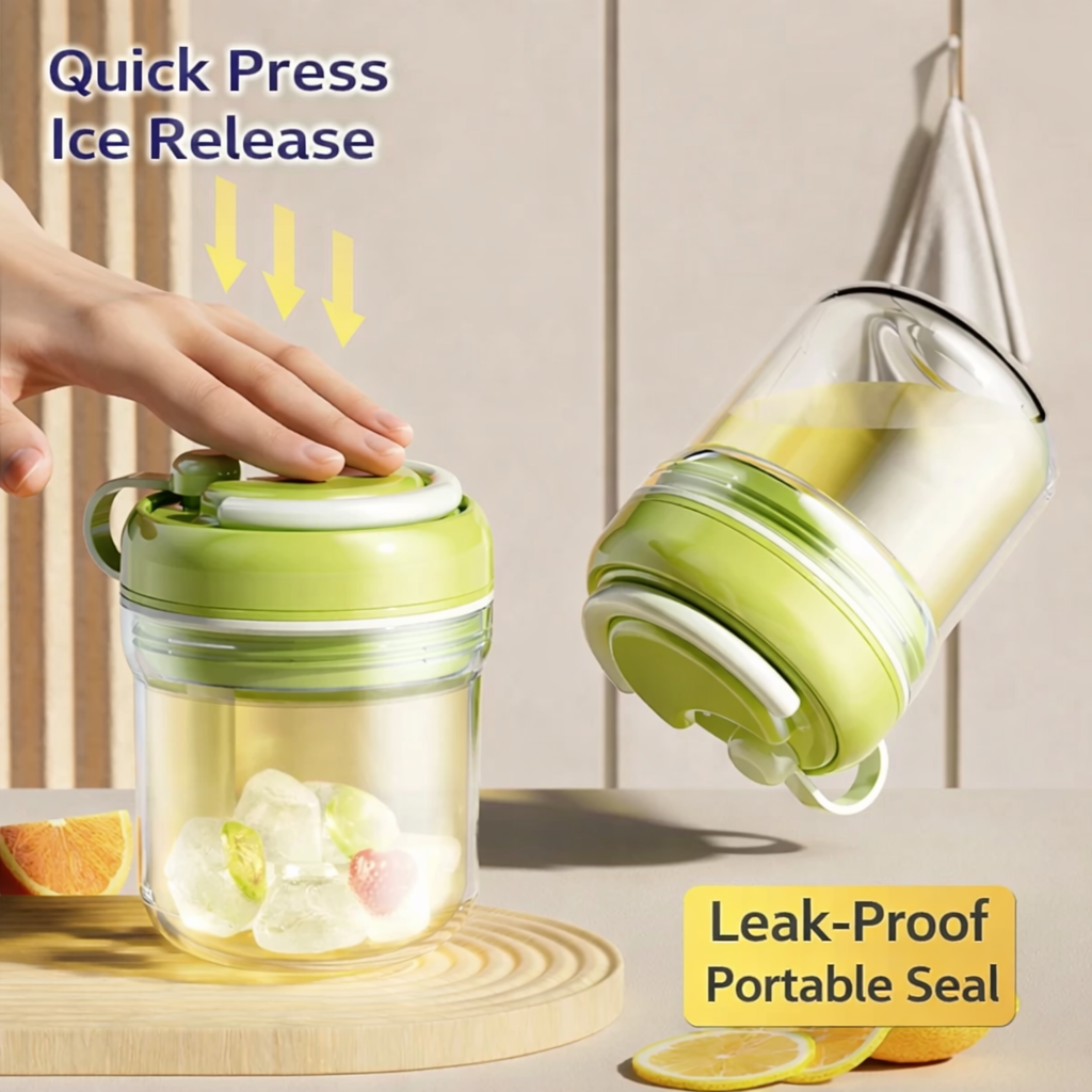 HaLe Bear 3-in-1 Ice Cup – Ice Maker, Storage & Portable Straw Cup
