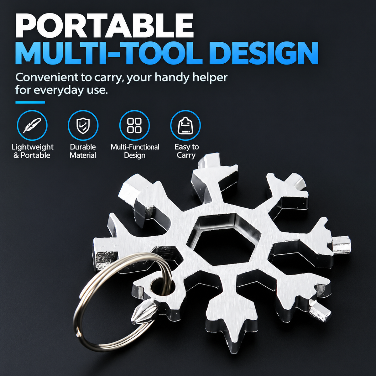 18-in-1 Portable Snowflake Multi-Tool Keychain