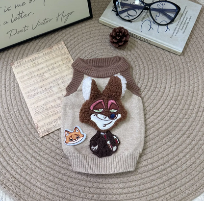 Cute Halter Neck Dog Sweater – Core-Spun Yarn Winter Outfit for Small Dogs & Cats