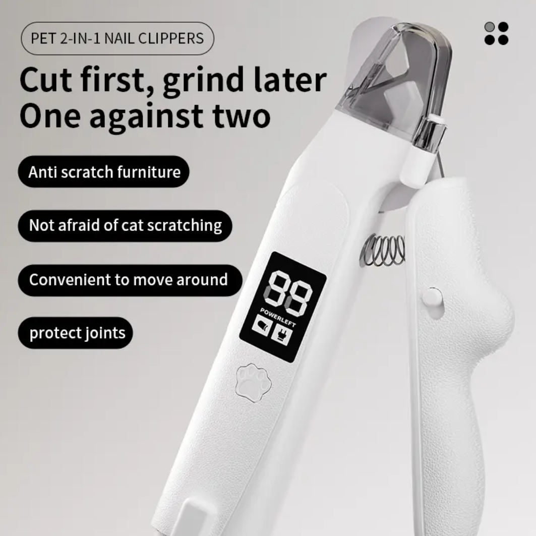 2-in-1 Smart LED Pet Nail Clipper&Trimmer ABS HD Display  Ergonomic Handle Eco-Friendly for Cat&Dog