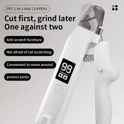 2-in-1 Smart LED Pet Nail Clipper&Trimmer ABS HD Display  Ergonomic Handle Eco-Friendly for Cat&Dog