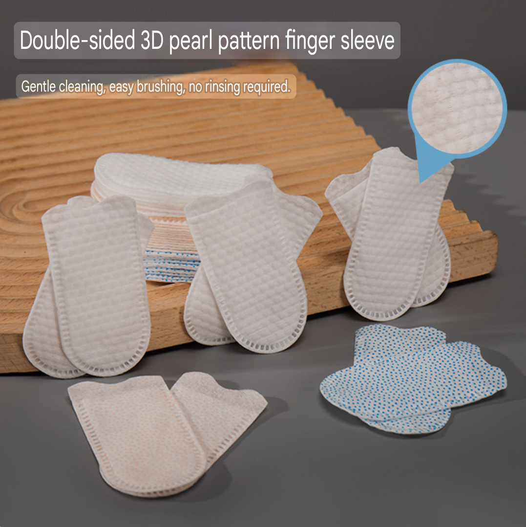 3D Pearl Texture Disposable Finger Toothbrush Sleeves – Double-Sided, No-Rinse Cleaning Pads
