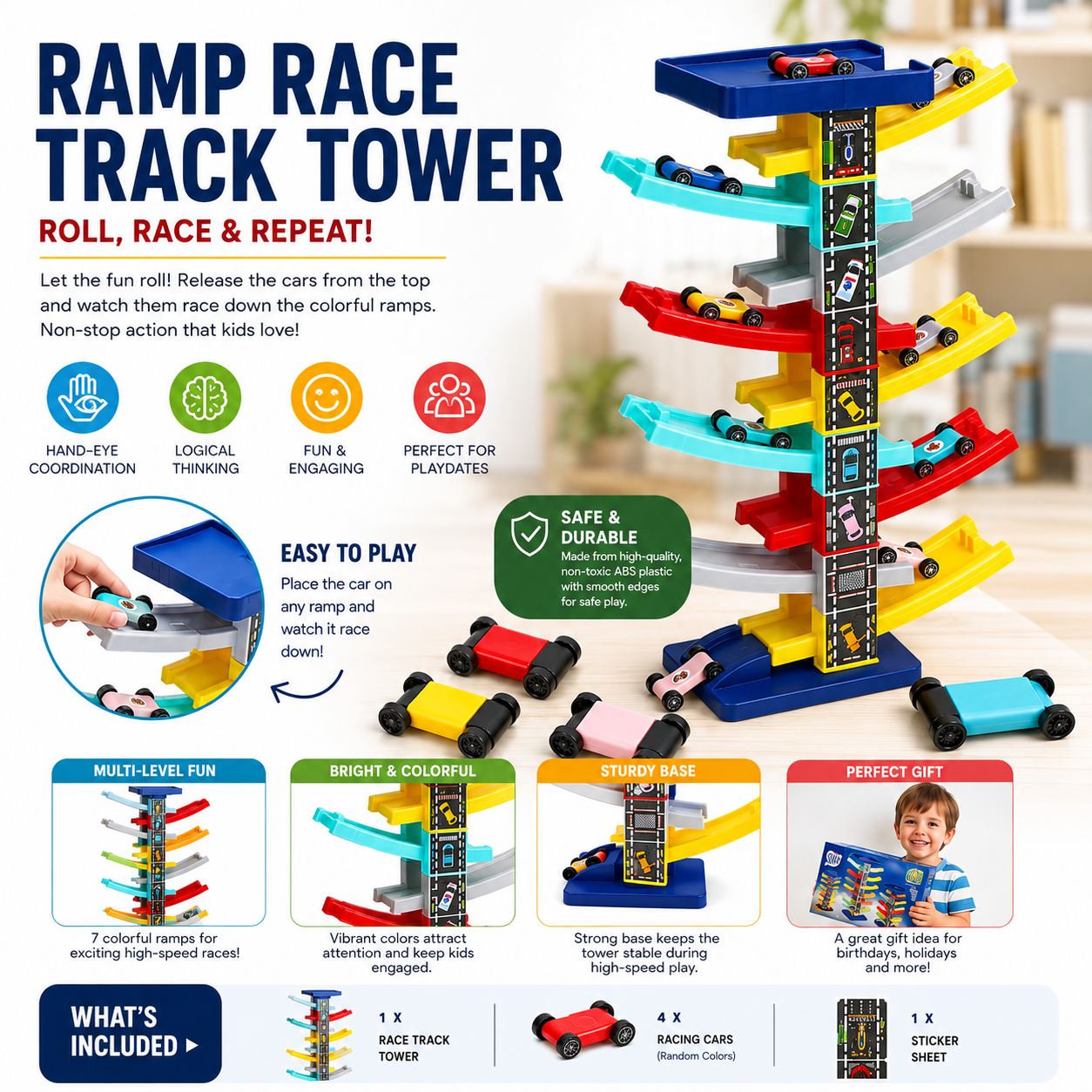 Multi-Level Ramp Race Car Toy