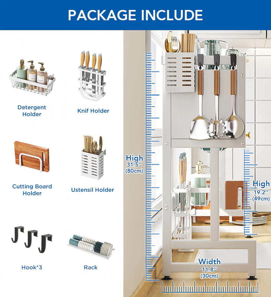 Dish Rack Over The Sink With Cutlery Drainer